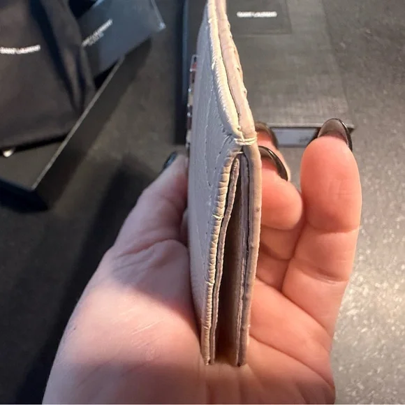 Saint Laurent Zip Card Holder in grain de poudre leather, (pink/silver) - Picture 15 of 15